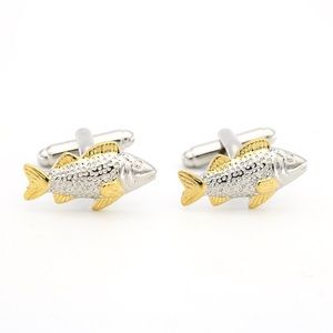 Bass Fish Fisherman Silver and Gold Cufflinks
